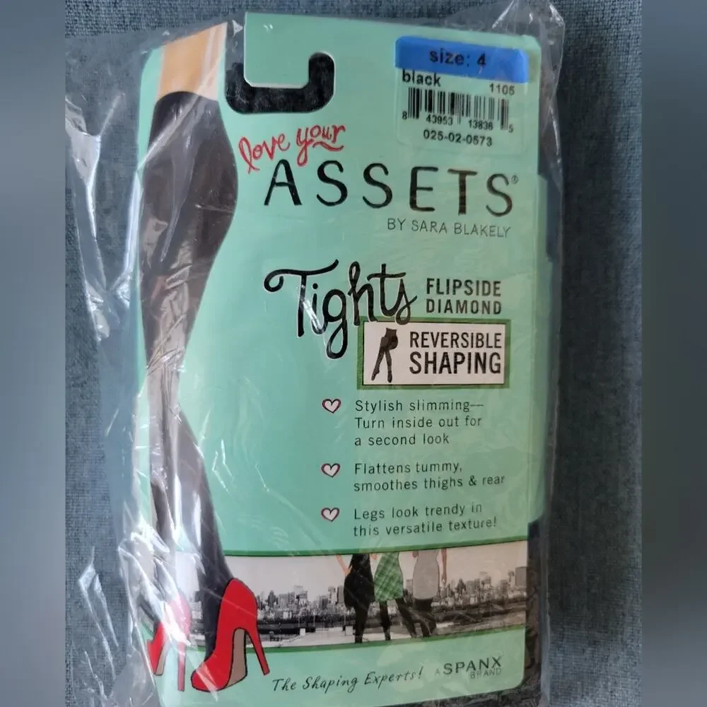 SPANX Love Your Assets Reversible Shaping Tights Flipside Diamond Size 2 or 4